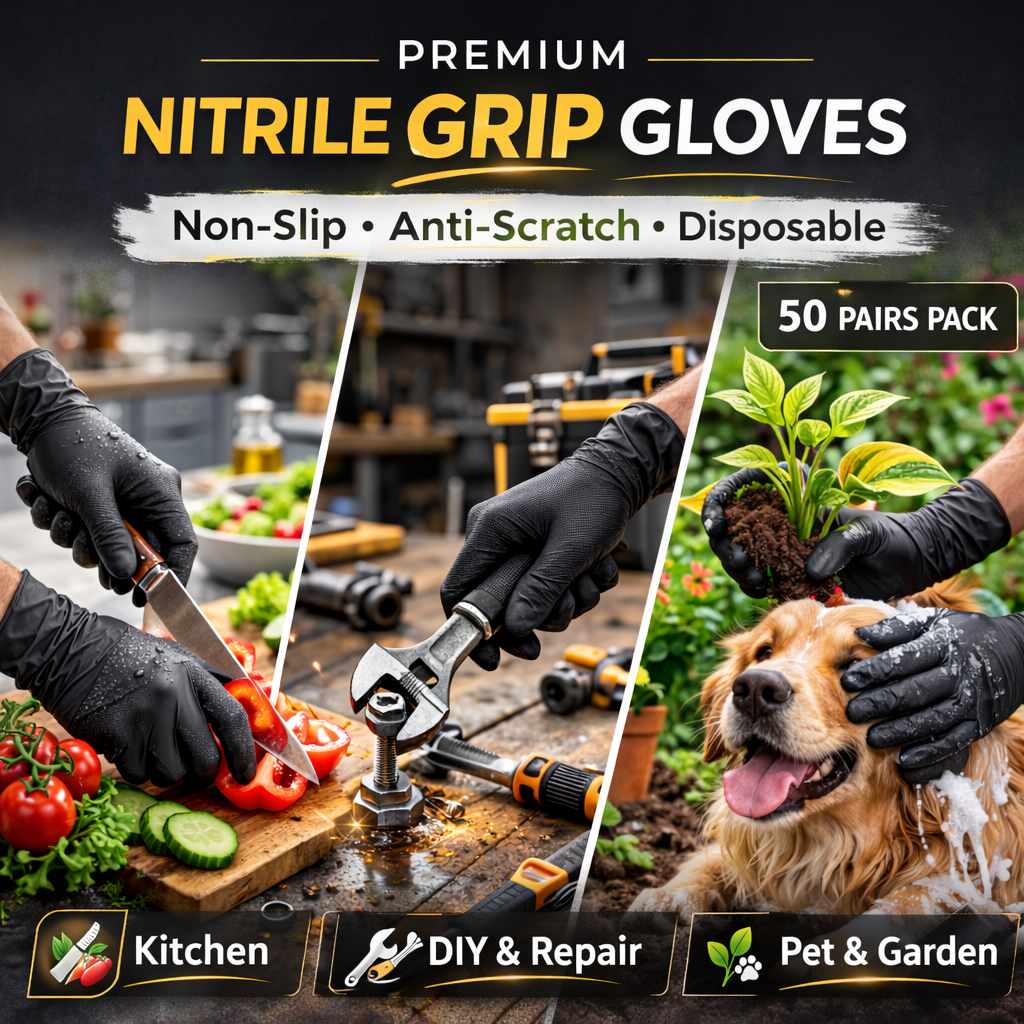 Disposable Nitrile Non- Slip Anti - Scratch Gloves (50 pairs)