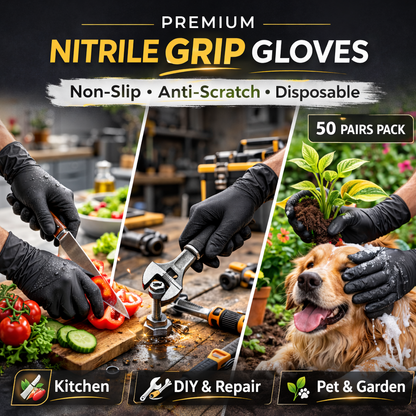 Disposable Nitrile Non- Slip Anti - Scratch Gloves (50 pairs)