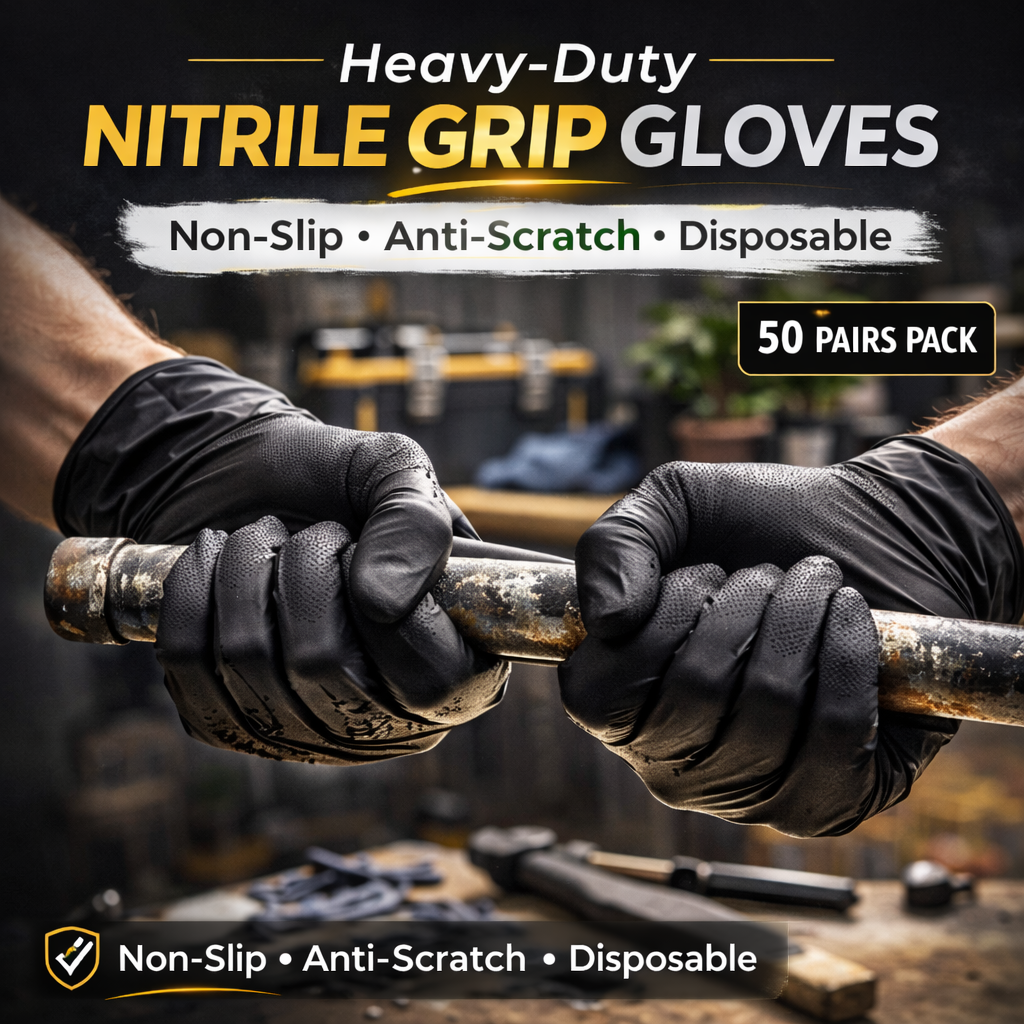 Disposable Nitrile Non- Slip Anti - Scratch Gloves (50 pairs)