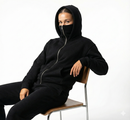 Oversize Double Zip Balaclava Hoodie