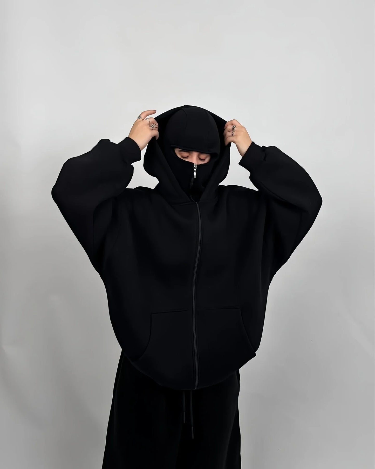 Oversize Double Zip Balaclava Hoodie