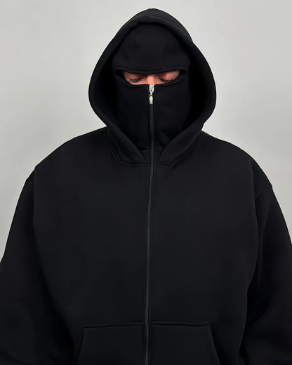 Oversize Double Zip Balaclava Hoodie